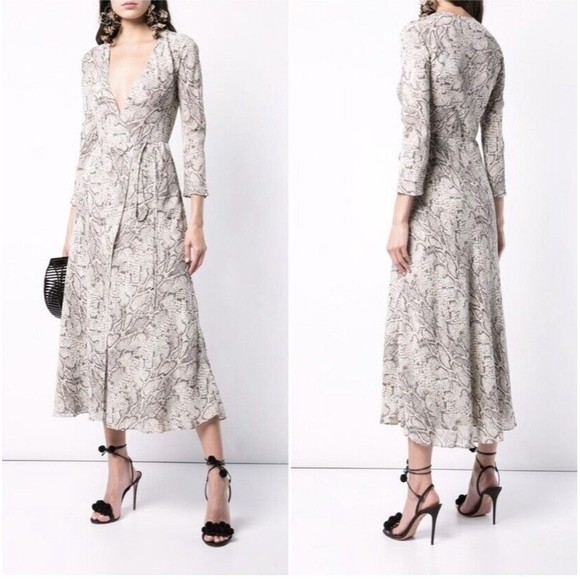 Reformation NEW Jaz Wrap Midi Dress In Python Size XS - Picture 4 of 16
